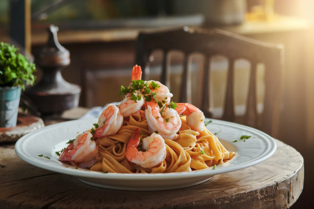 Argentine Shrimp With Linguine