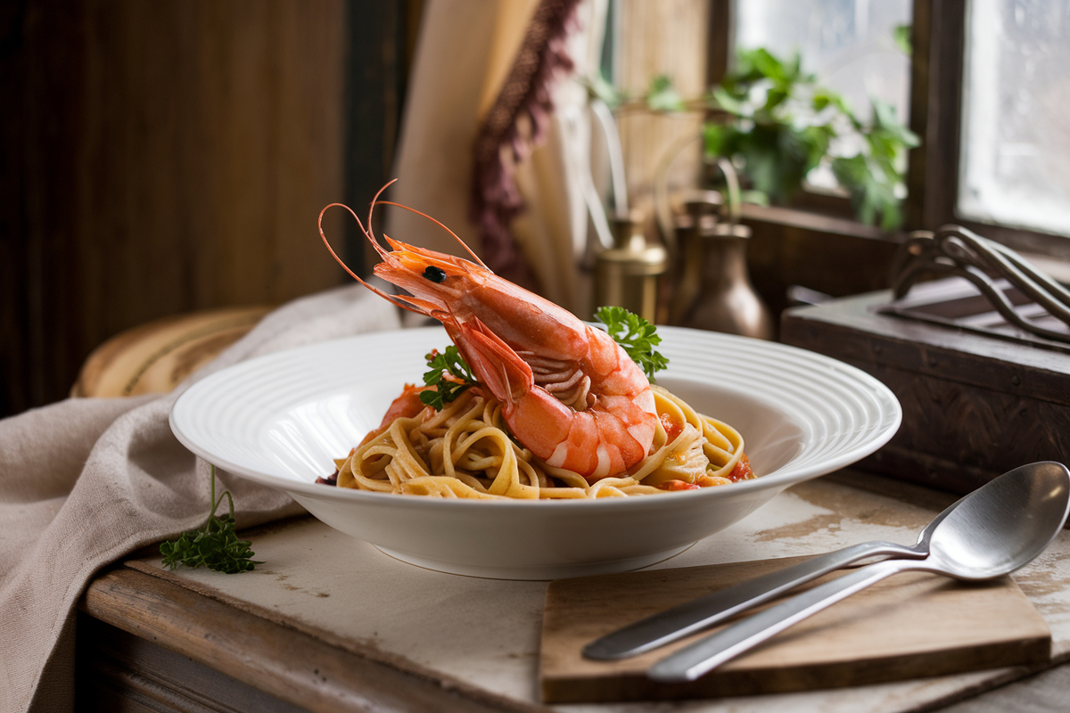 Argentine Shrimp With Linguine