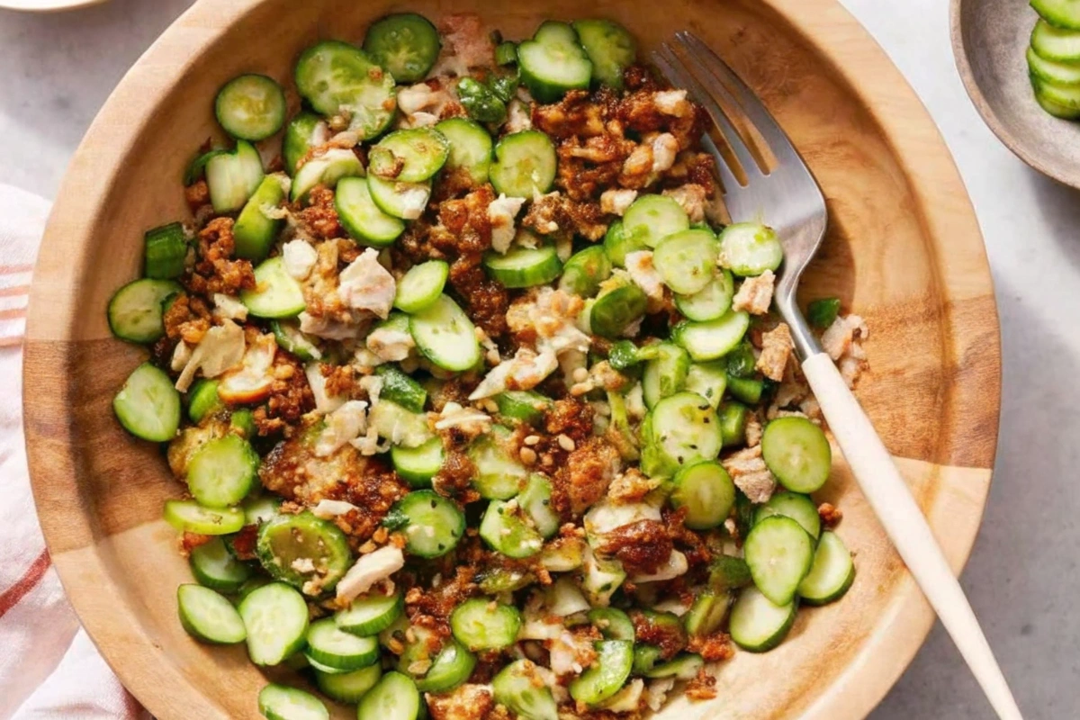 Crispy Rice Salmon Cucumber Salad