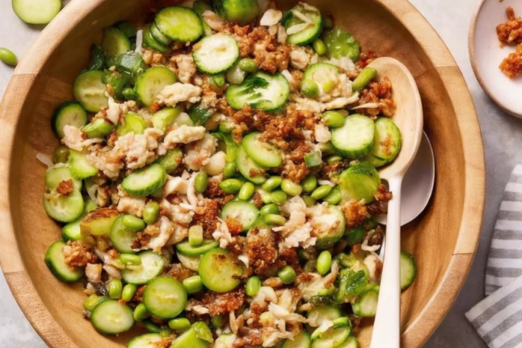 Crispy Rice Salmon Cucumber Salad