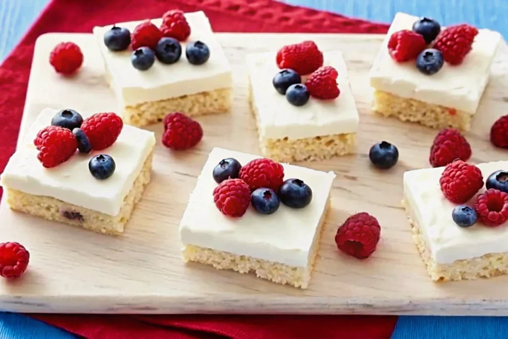4th of July Crispy-Treat Cheesecake Bars
