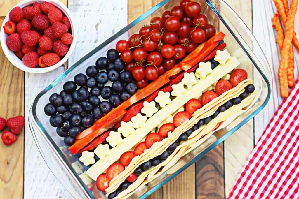 Easy Keto 4th of July Cheese Tray