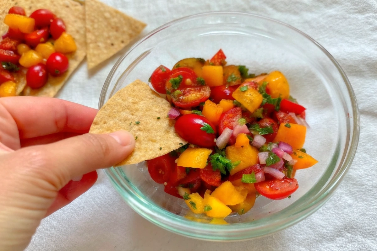 Fresh Peach Salsa with Cherry Tomatoes