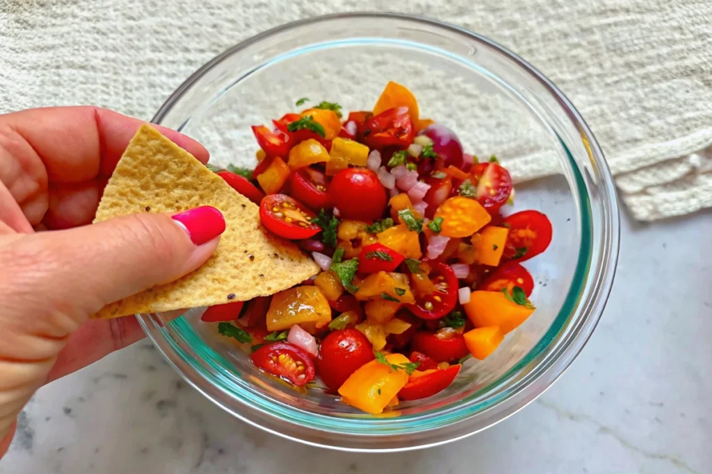 Fresh Peach Salsa with Cherry Tomatoes