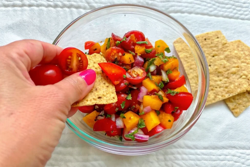 Fresh Peach Salsa with Cherry Tomatoes