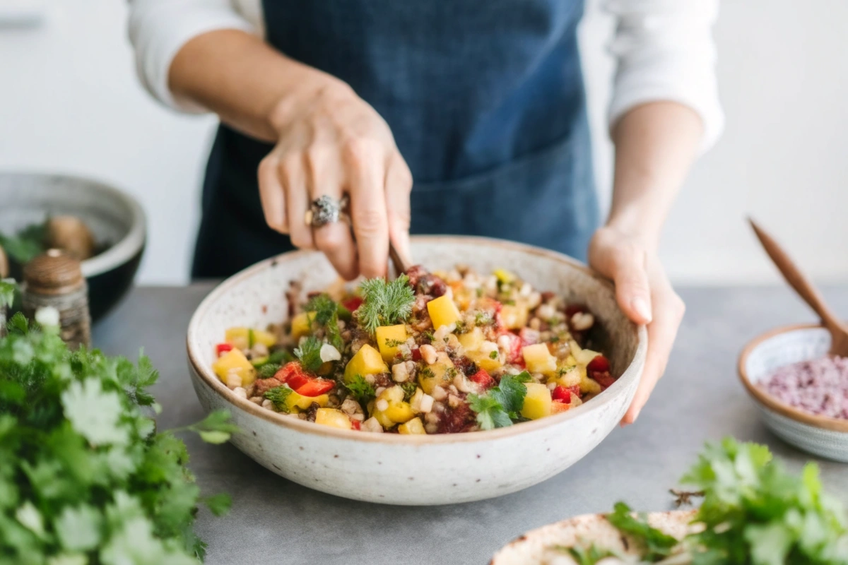 Peach Salsa with Walnuts or Pepitas for Crunch