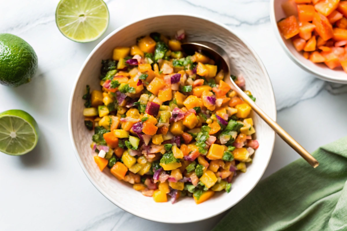 Refreshing Peach Salsa with Cucumber And Poblano