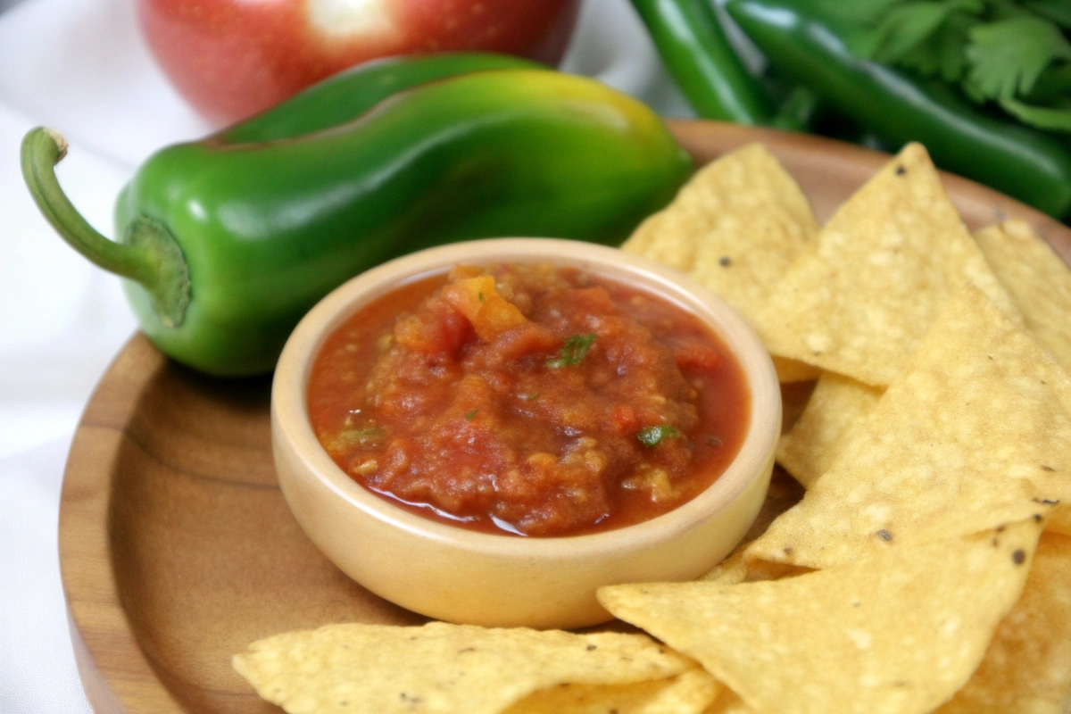 Smoky Peach Salsa with Roasted Green Chili