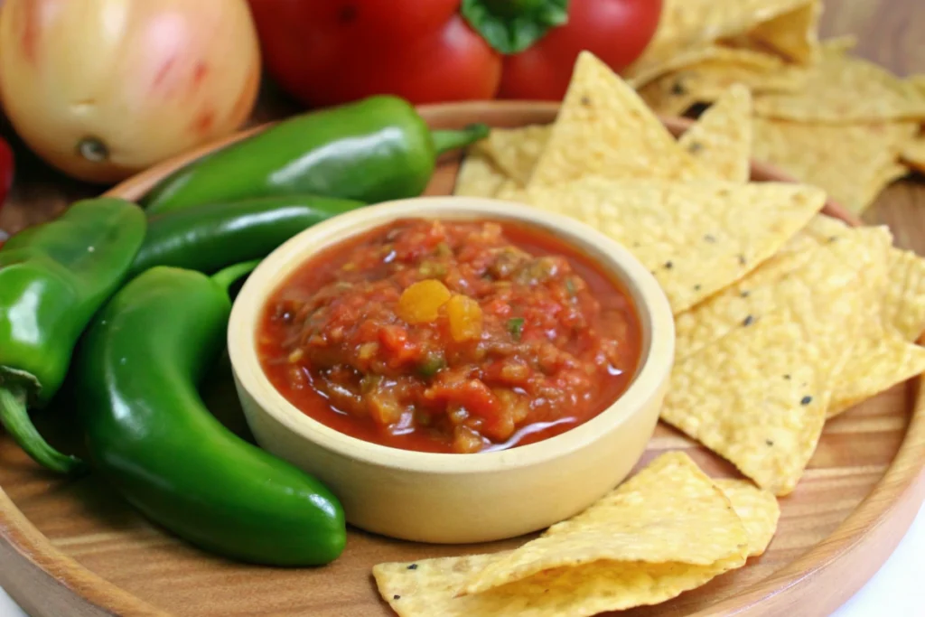 Smoky Peach Salsa with Roasted Green Chili