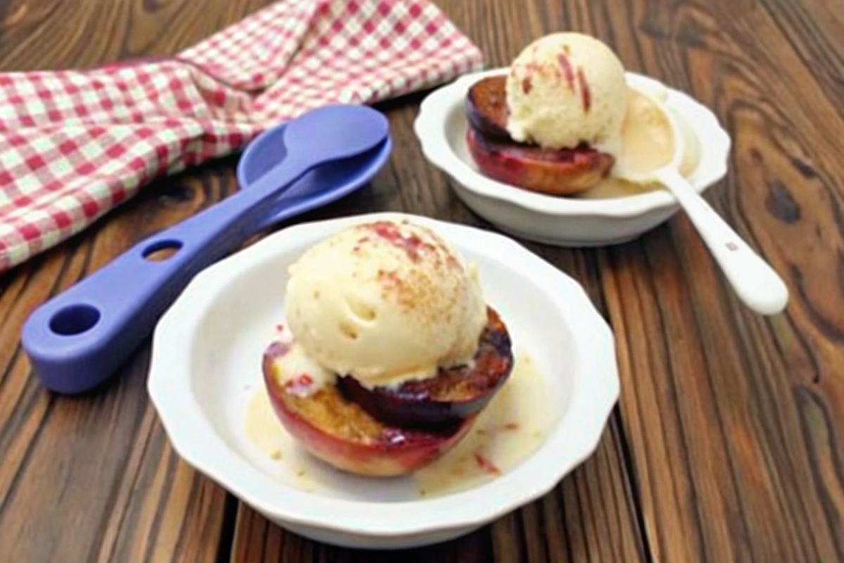 Air Fryer Grilled Peaches with Cinnamon