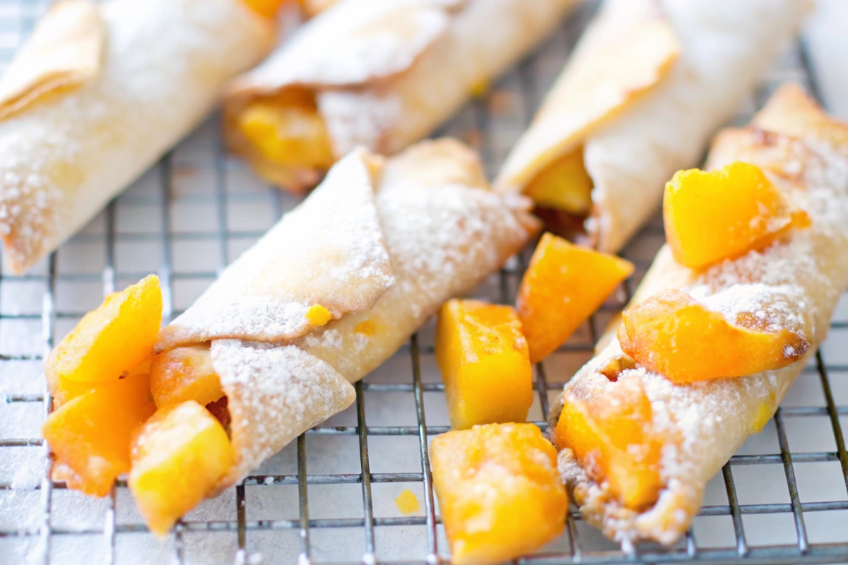 Air Fryer Peach Cobbler Egg Rolls