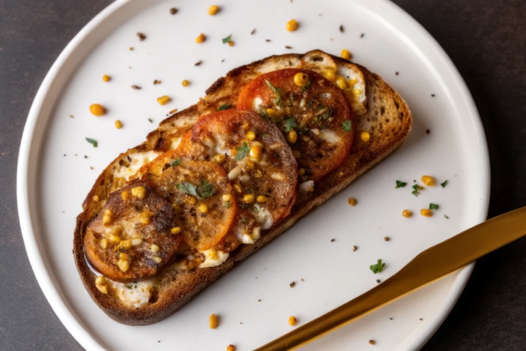 Air Fryer Peach Honey Ricotta Toast
