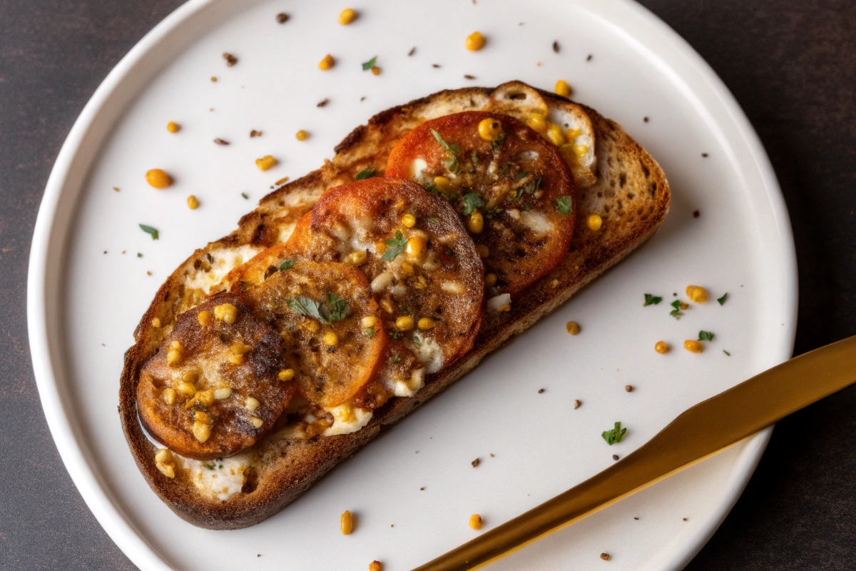 Air Fryer Peach Honey Ricotta Toast