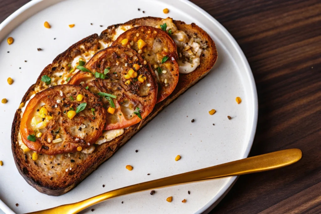 Air Fryer Peach Honey Ricotta Toast