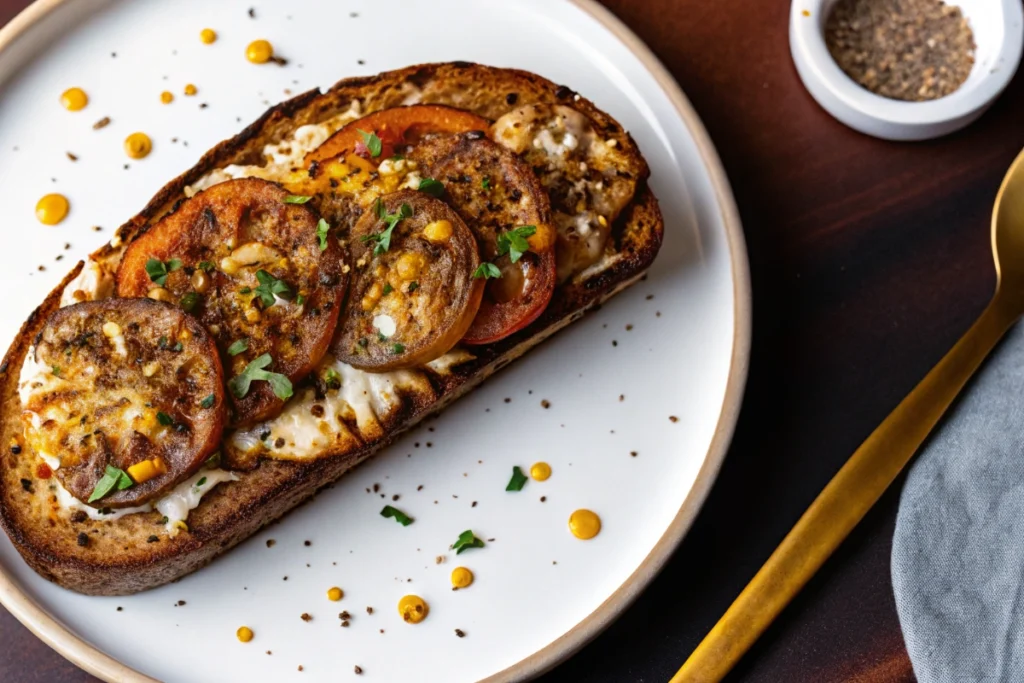 Air Fryer Peach Honey Ricotta Toast