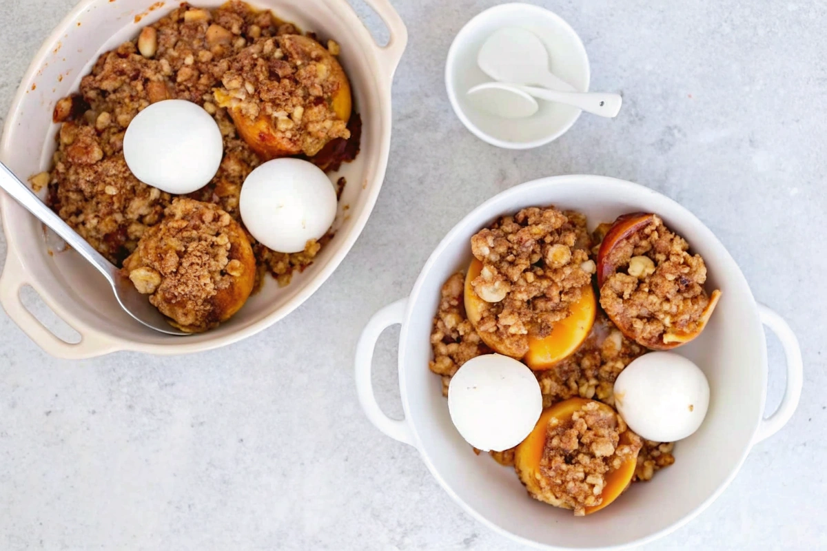 Air Fryer Peaches with Oat Crumble