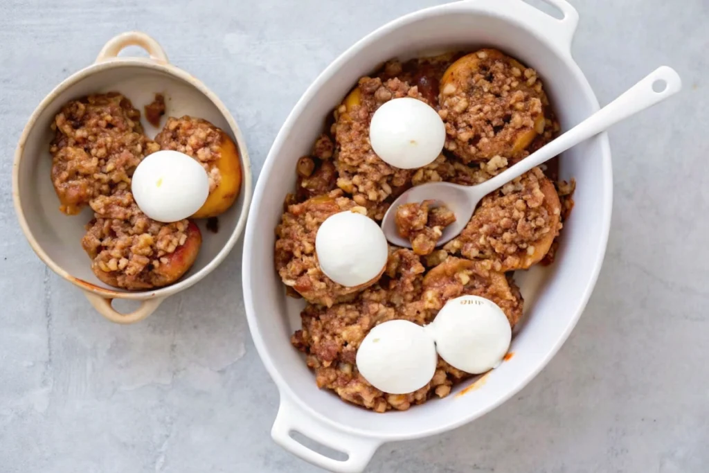Air Fryer Peaches with Oat Crumble