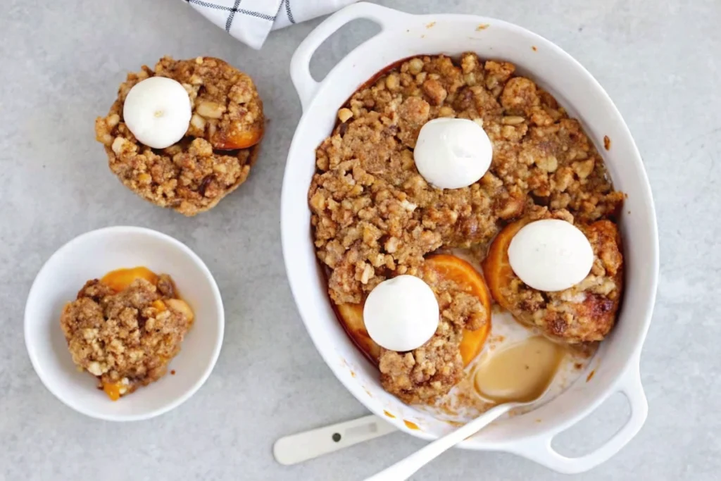 Air Fryer Peaches with Oat Crumble