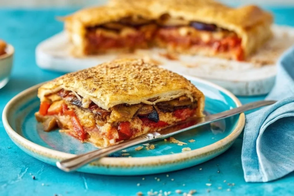 Aubergine Tomato And Halloumi Pie