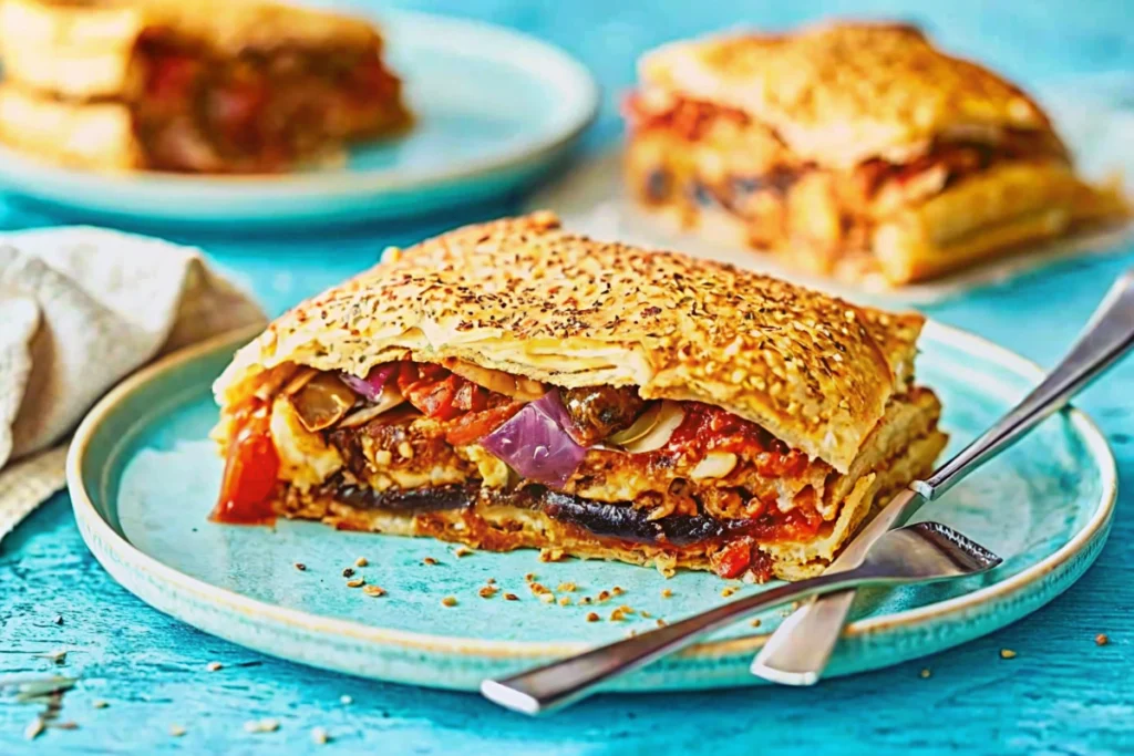 Aubergine Tomato And Halloumi Pie