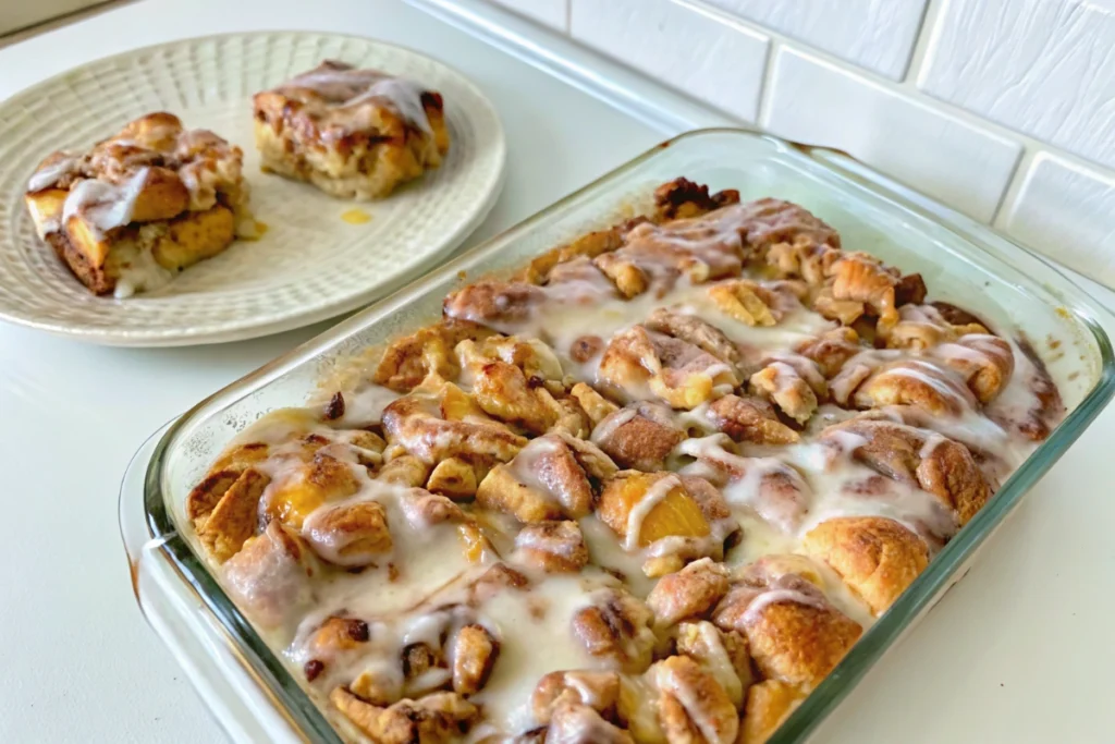 Cinnamon Roll Peach Cobbler