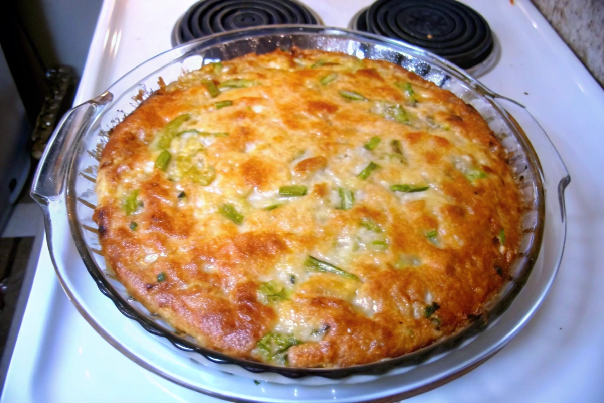 Crustless Cheesy Tomato Green Onion Pie