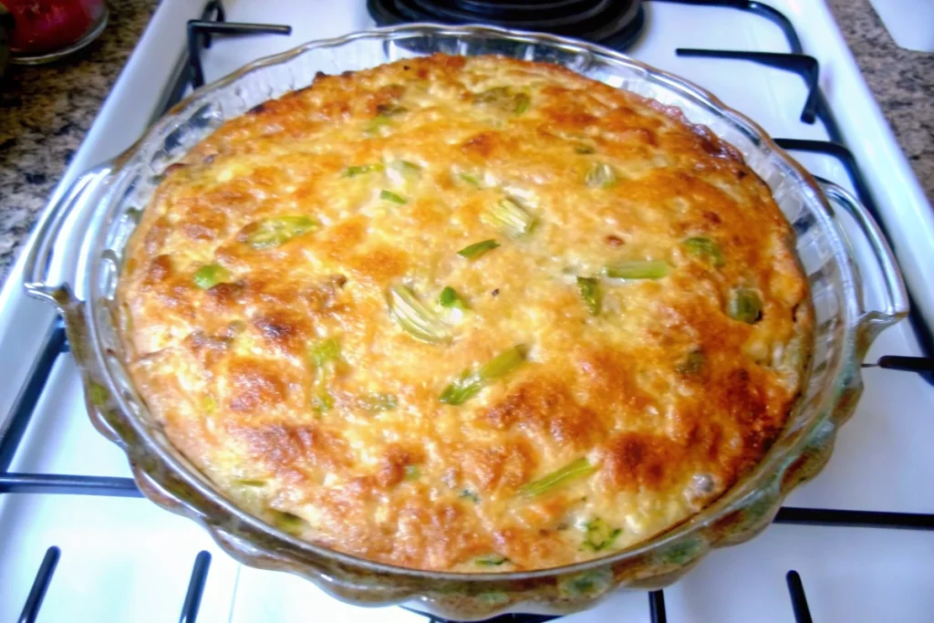 Crustless Cheesy Tomato Green Onion Pie