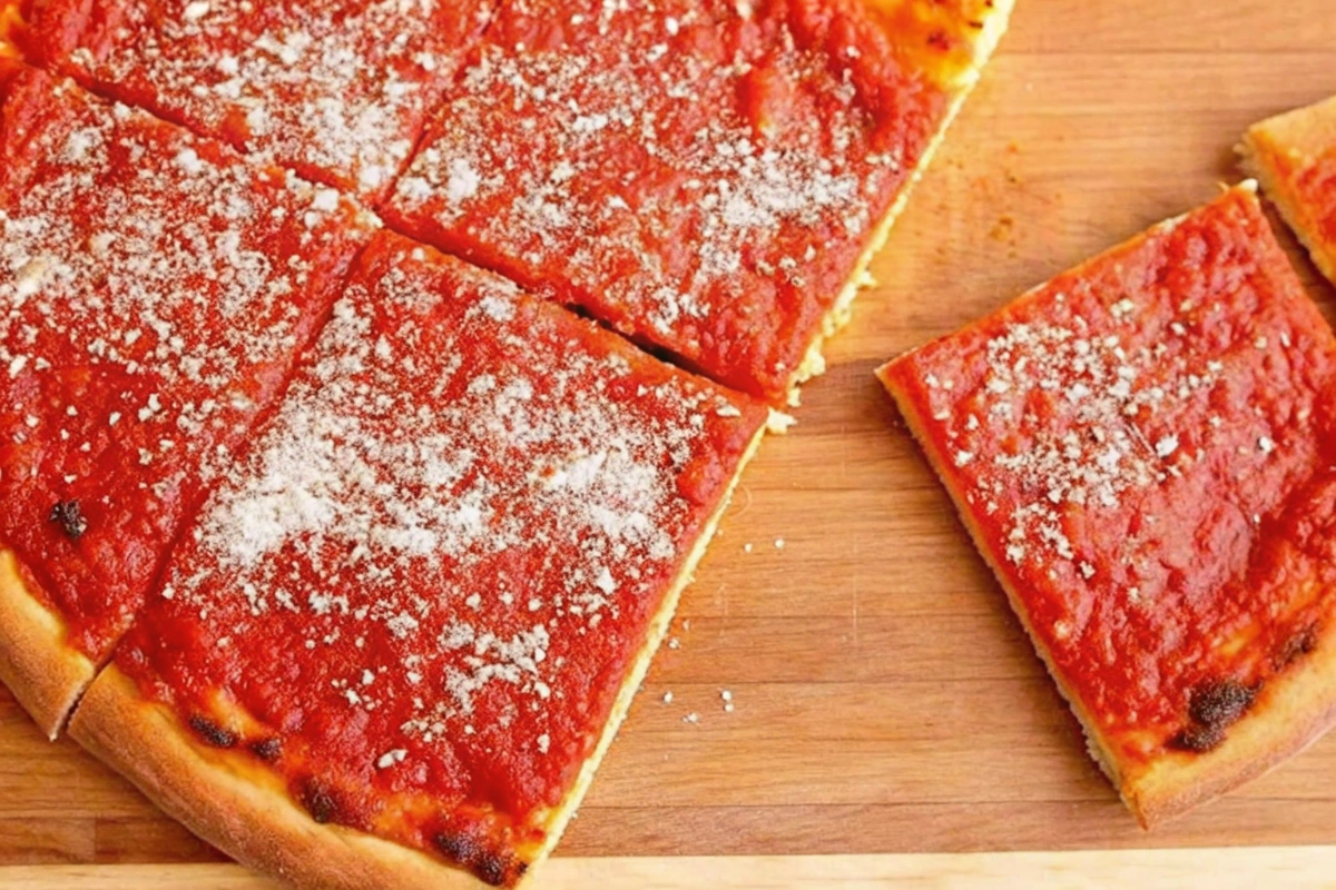 Homemade Philadelphia Tomato Pie-Style Pizza