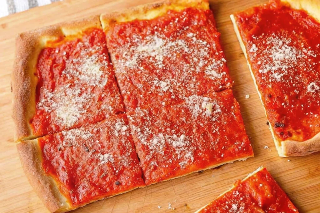 Homemade Philadelphia Tomato Pie-Style Pizza