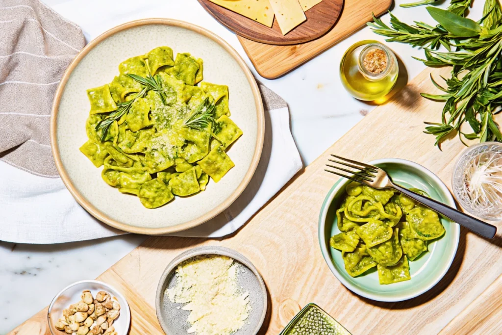 Jalapeño pesto zucchini pasta with corn