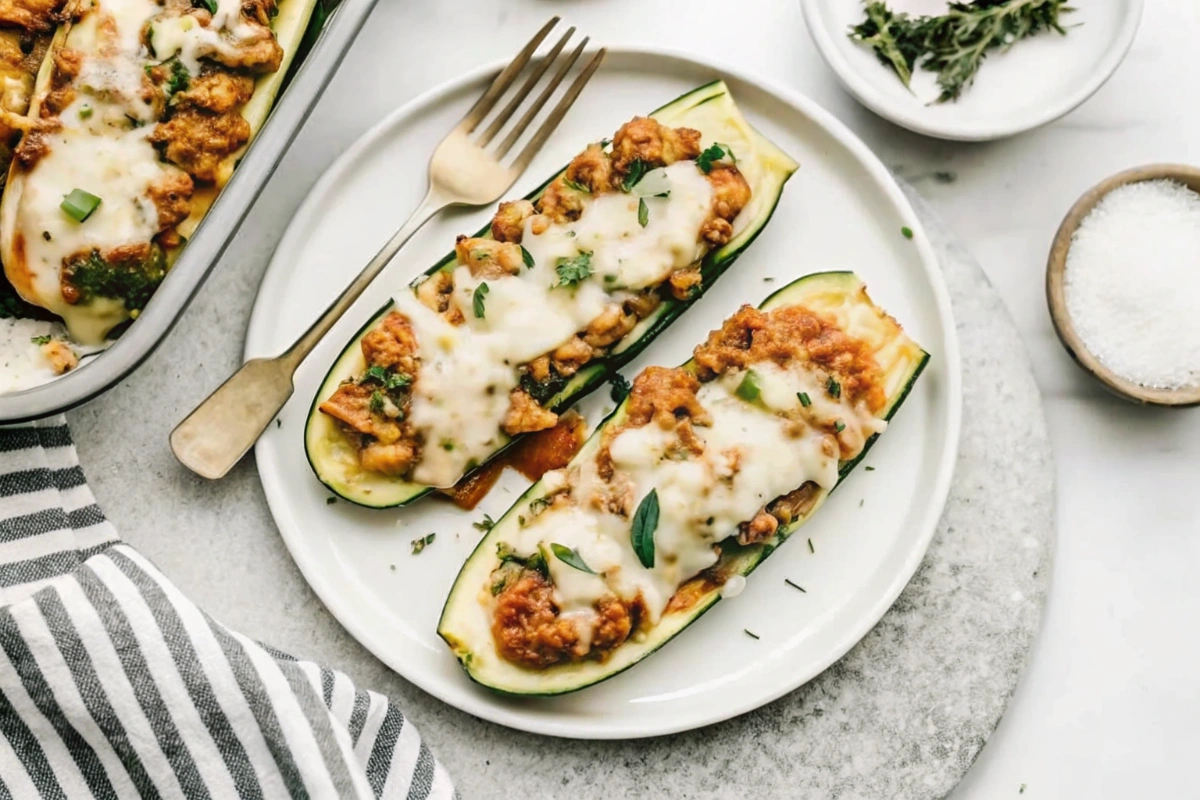 Mushroom-Stuffed Zucchini Boats