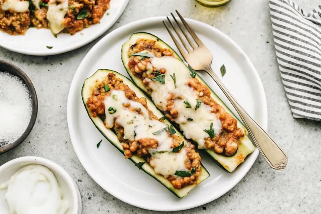 Mushroom-Stuffed Zucchini Boats