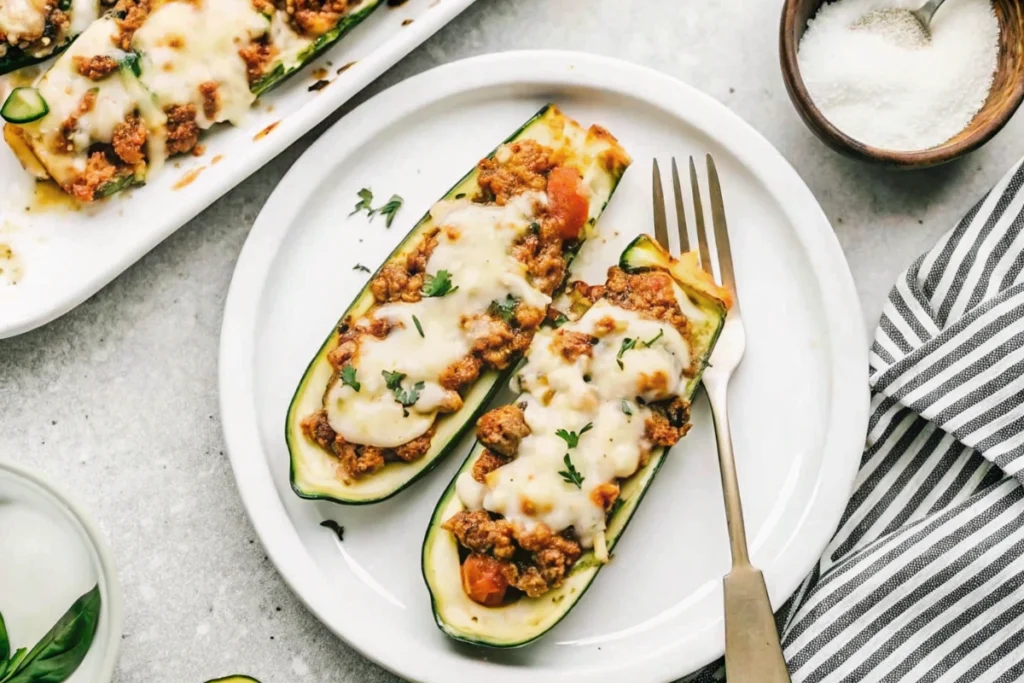 Mushroom-Stuffed Zucchini Boats