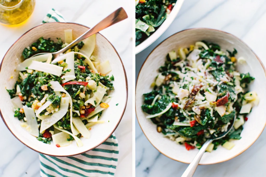 Autumn Kale Salad with Fennel Honeycrisp and Goat Cheese