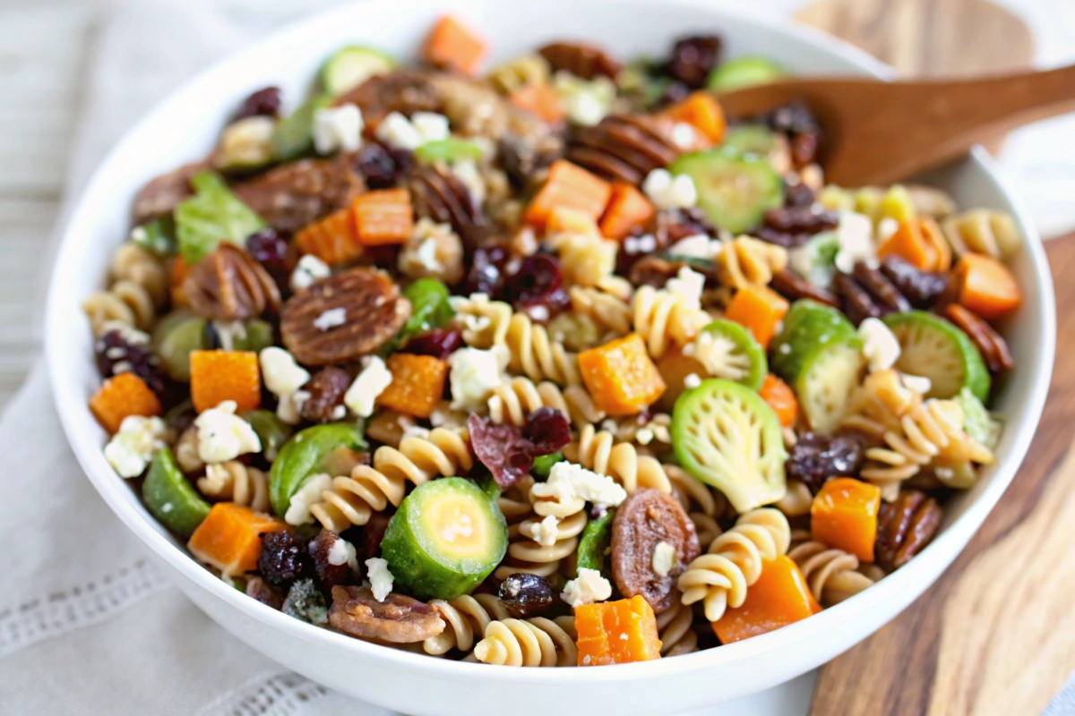 Brown Butter Pasta with Sweet Potatoes and Brussels Sprouts