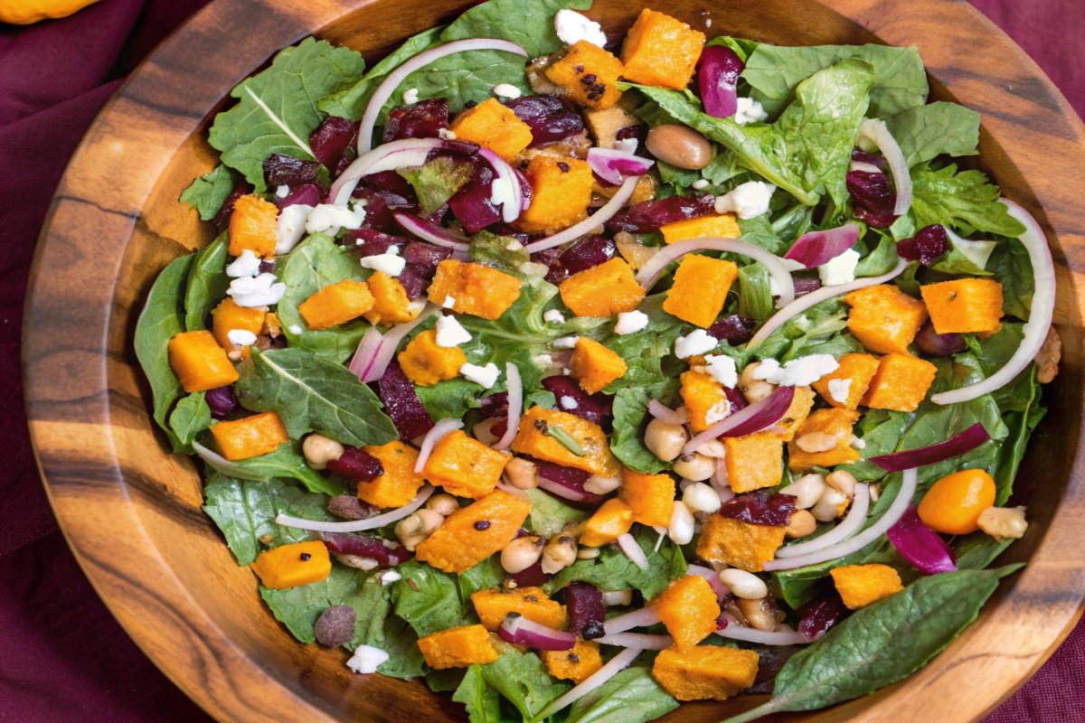Butternut Squash and Feta Salad with Maple Date Vinaigrette