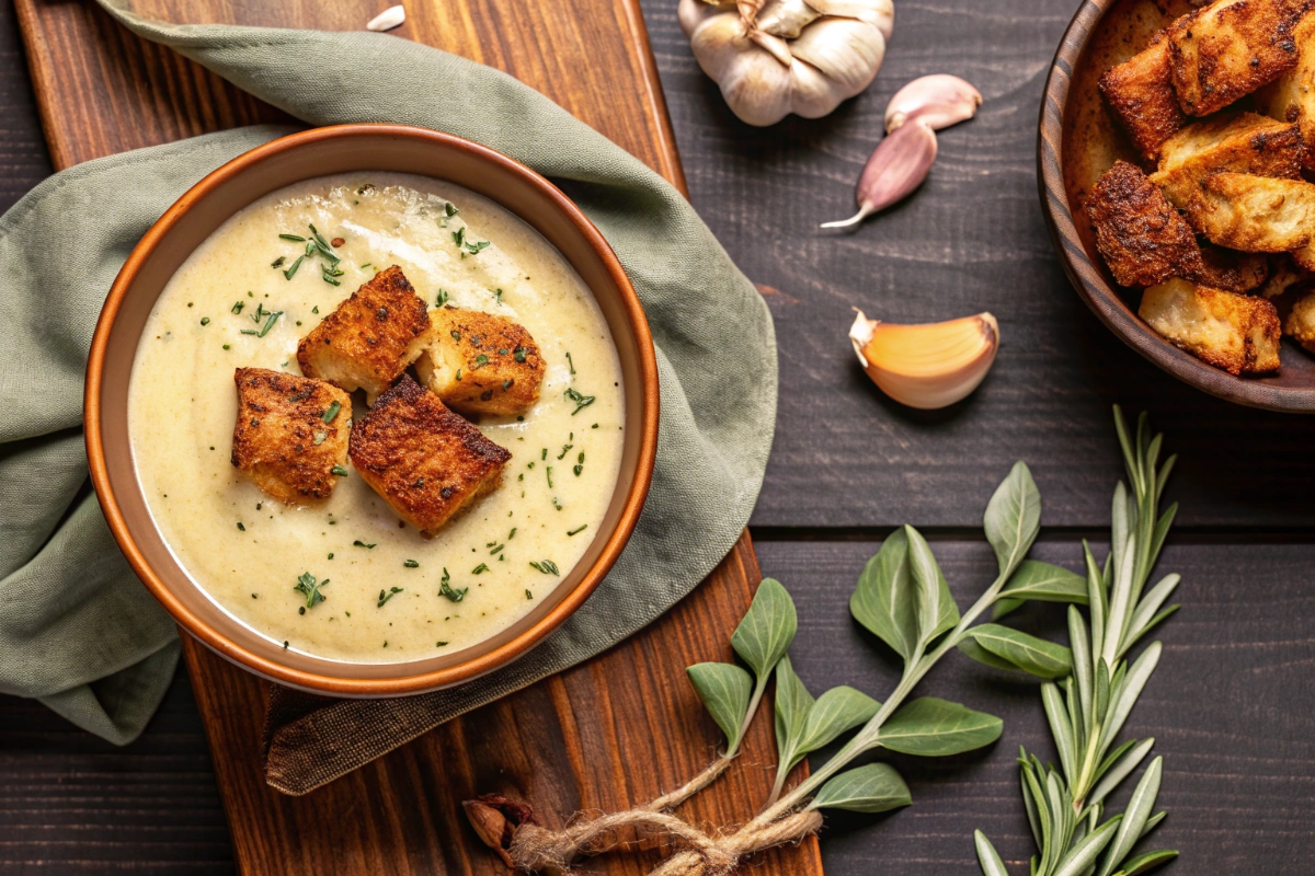 Creamy Garlic Bread Soup