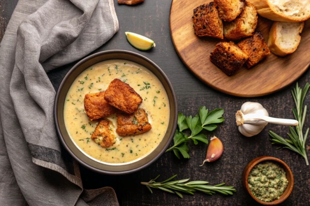 Creamy Garlic Bread Soup