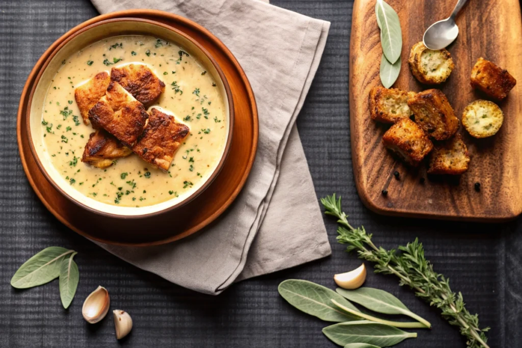 Creamy Garlic Bread Soup