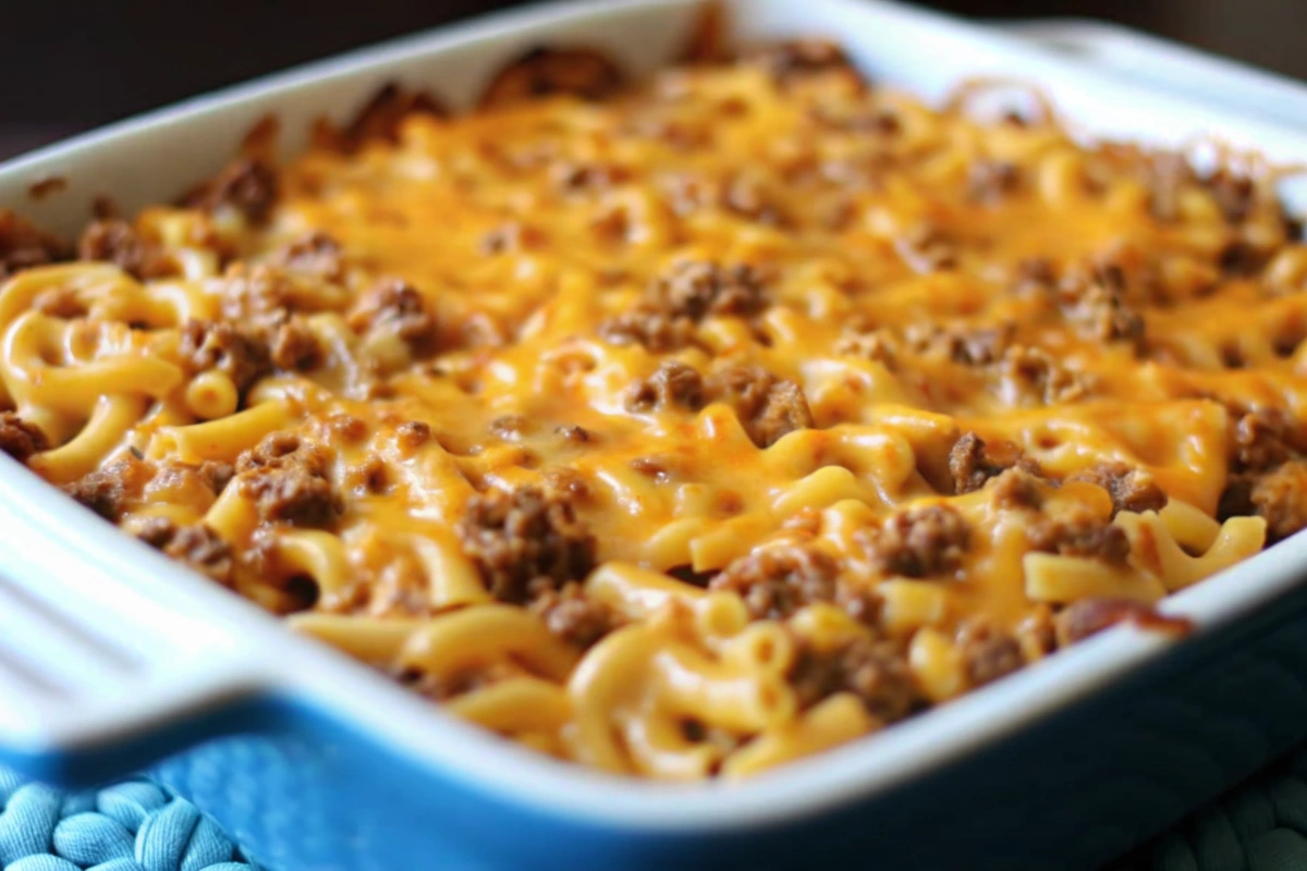 Crockpot Cheesy Beef and Macaroni Casserole