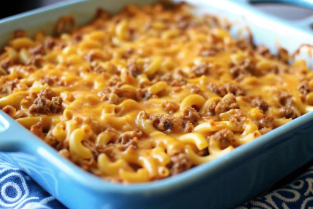 Crockpot Cheesy Beef and Macaroni Casserole