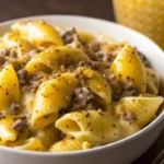 Crockpot Cheesy Ranch Beef Pasta Shells