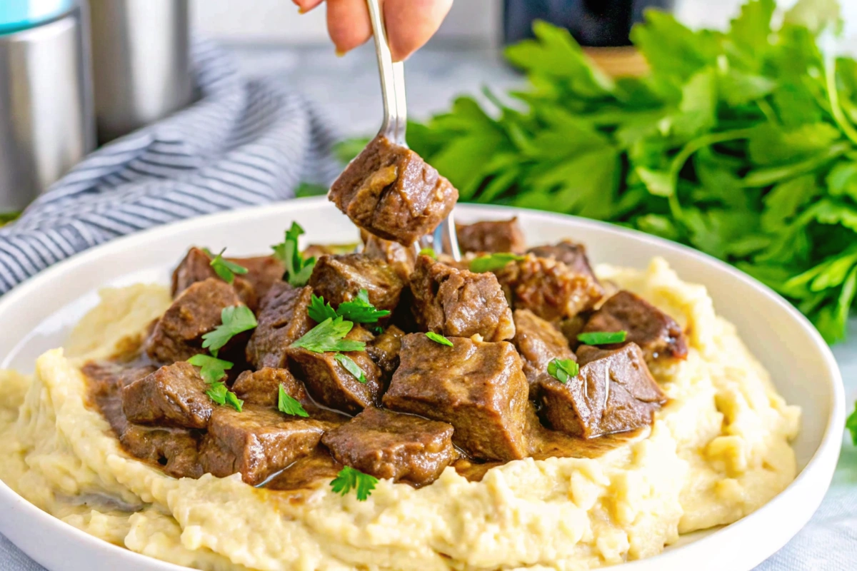 Garlic Butter Crockpot Steak Bites