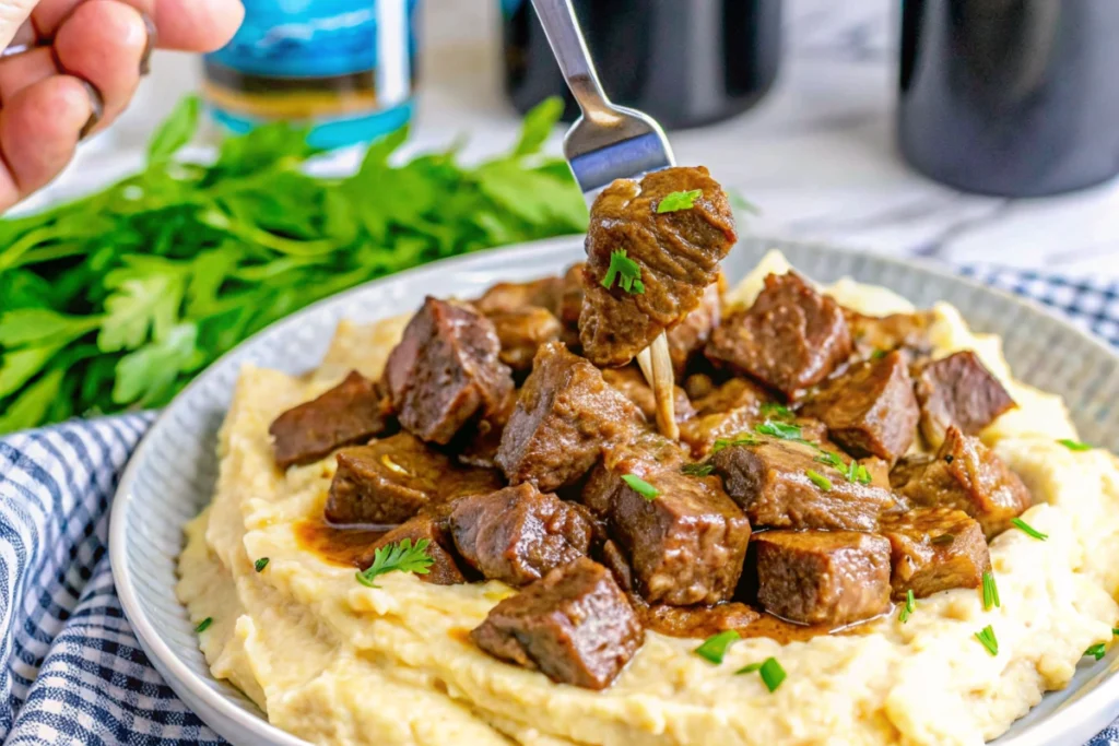 Garlic Butter Crockpot Steak Bites