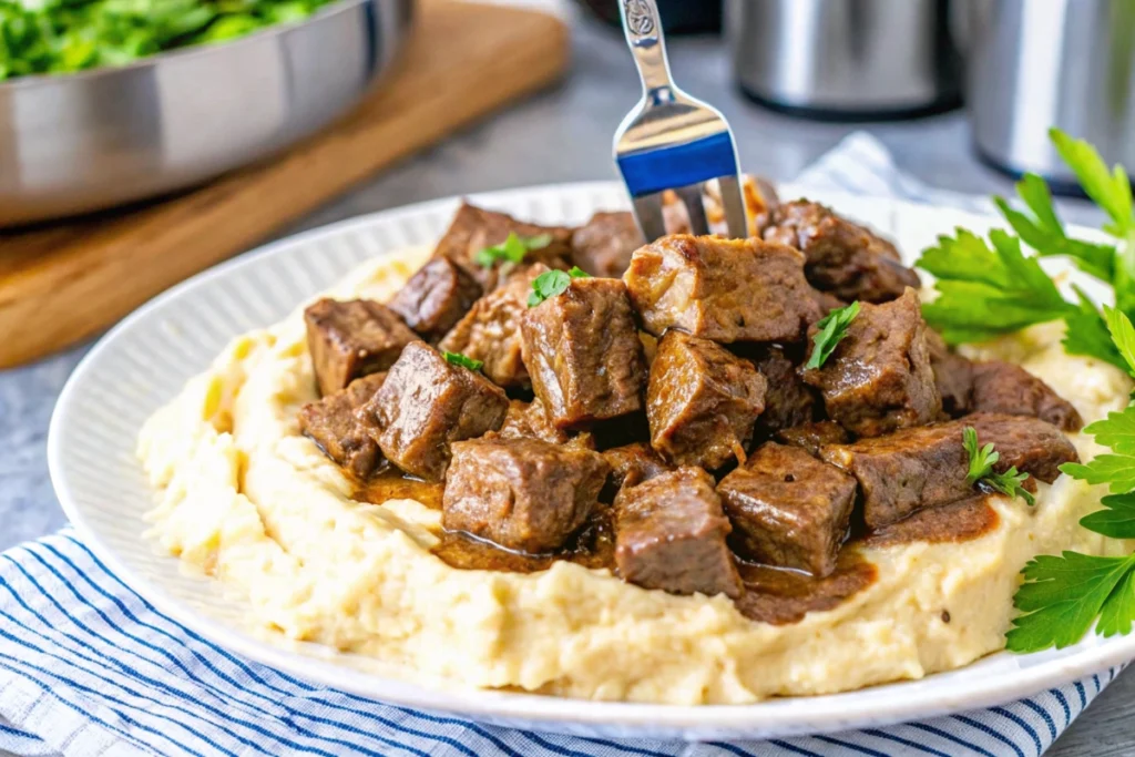 Garlic Butter Crockpot Steak Bites