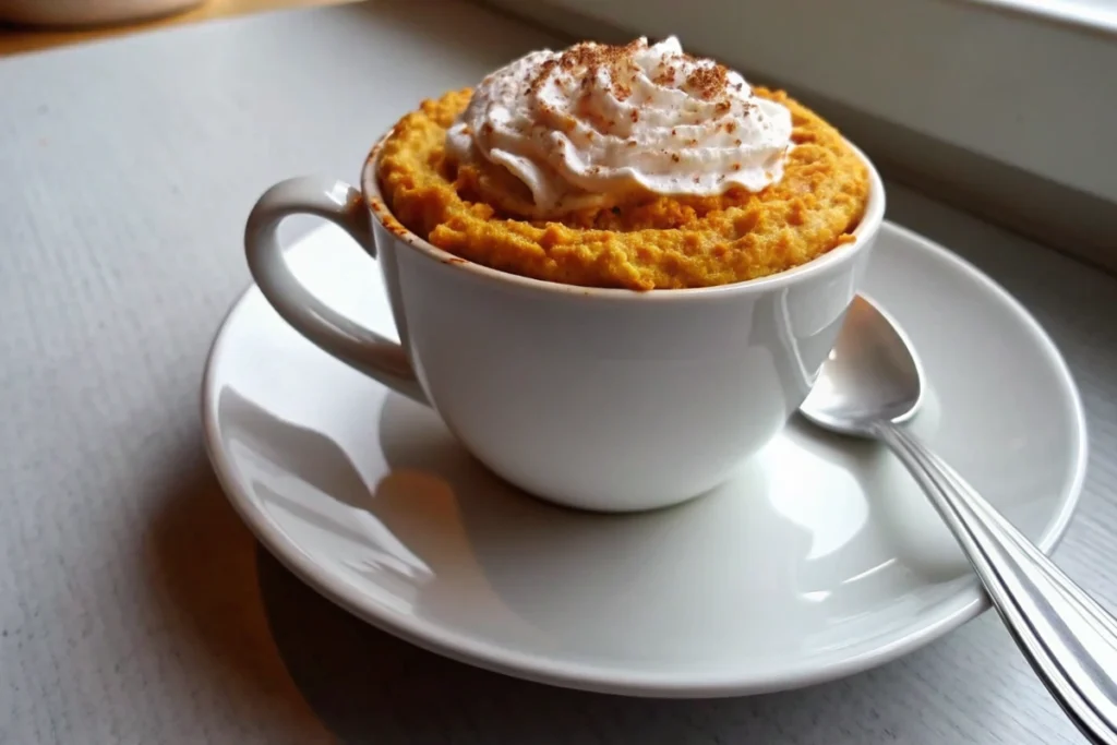 Microwave Pumpkin Cinnamon Cottage Cheese Mug Cake