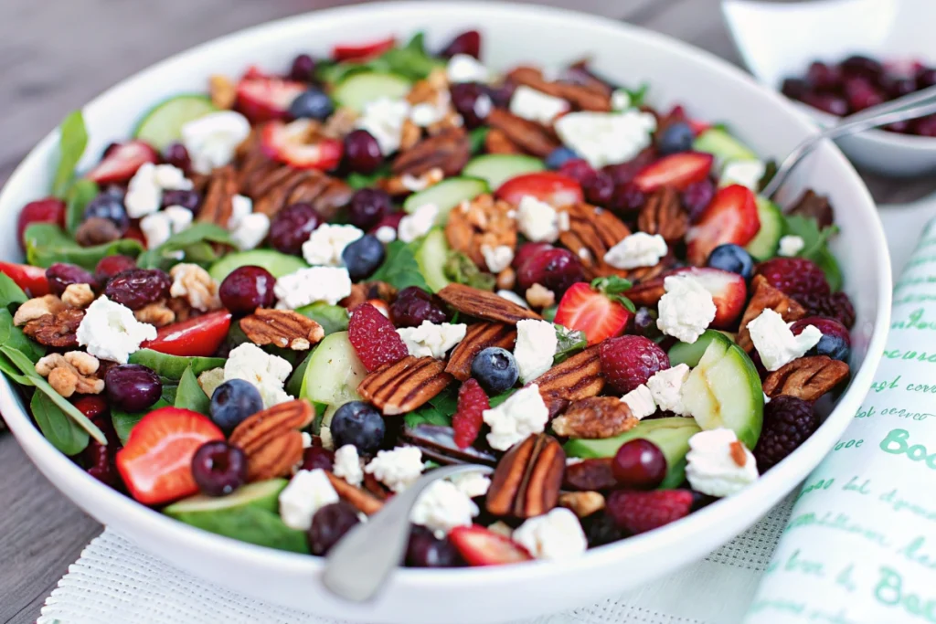 Spinach Salad with Berries And Cherries