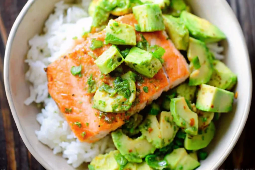 Avocado Salmon Rice Bowl