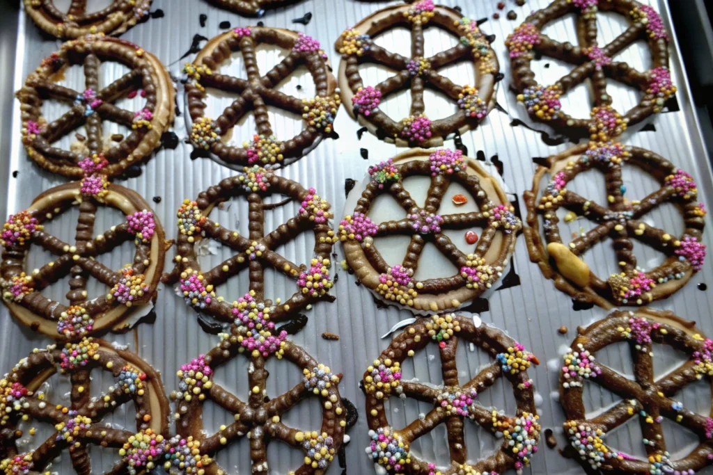 Chocolate Spider Web Pretzels