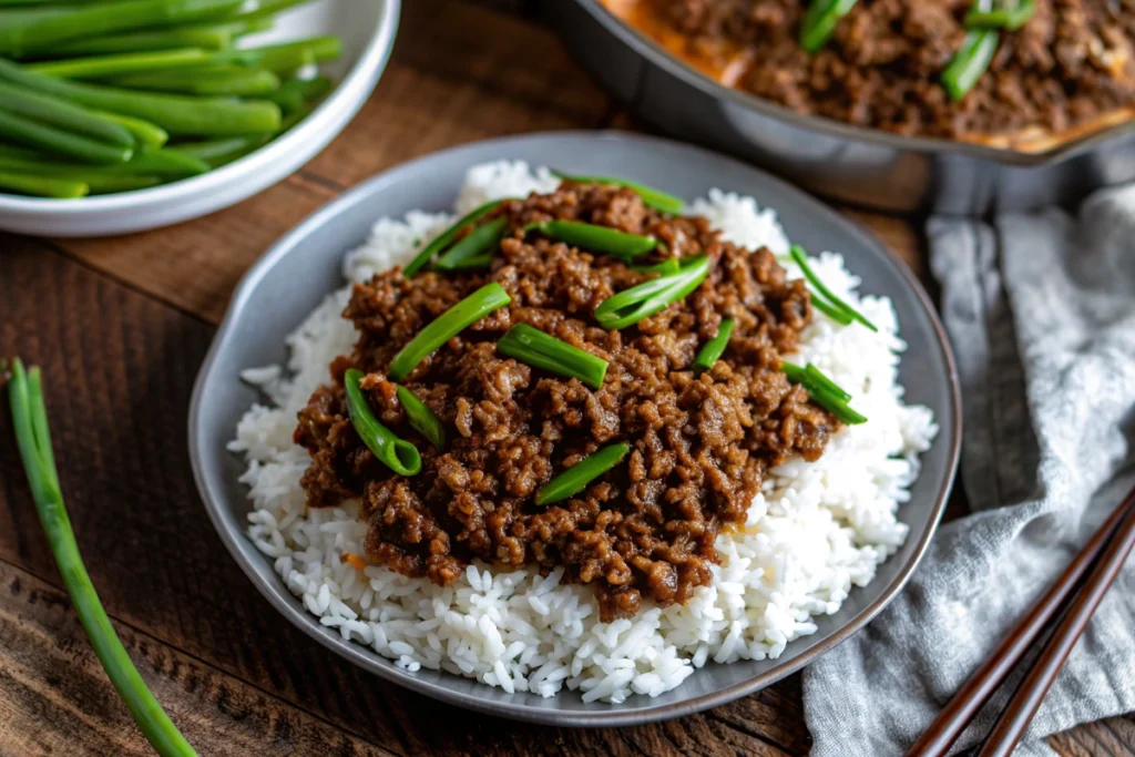 Easy Mongolian Ground Beef Bowl